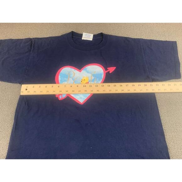 Vintage Pooh Disney Men's Size Medium Navy Heart Cupid Graphic T Shirt - Picture 8 of 11